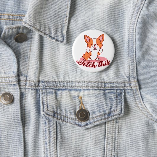 Funny Corgi Hund Middle Finger holt das Button (Beispiel)