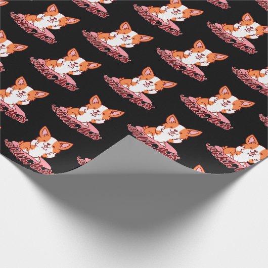 Funny Corgi Hund Middle Finger holt das Geschenkpapier (Ecke)
