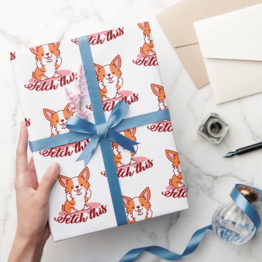 Funny Corgi Hund Middle Finger holt das Geschenkpapier (Schenken)