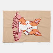 Funny Corgi Hund Middle Finger holt das Geschirrtuch (Horizontal)