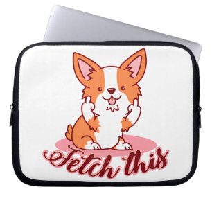 Funny Corgi Hund Middle Finger holt das Laptopschutzhülle
