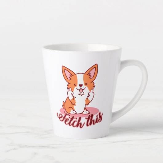 Funny Corgi Hund Middle Finger holt das Milchtasse (Rechts)