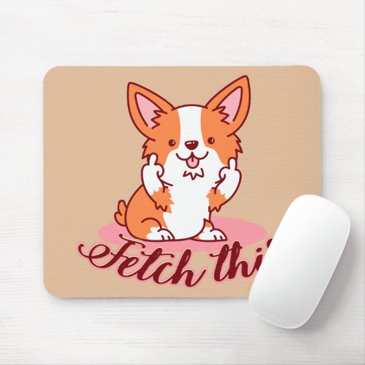 Funny Corgi Hund Middle Finger holt das Mousepad (Mit Mouse)