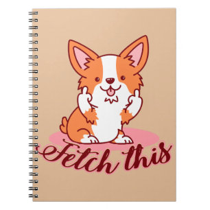 Funny Corgi Hund Middle Finger holt das Notizblock