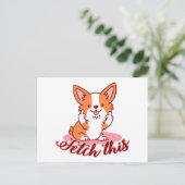 Funny Corgi Hund Middle Finger holt das Postkarte (Stehend Vorderseite)