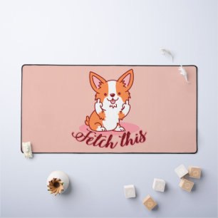 Funny Corgi Hund Middle Finger holt das Schreibtischunterlage