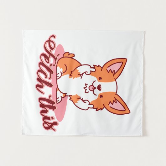 Funny Corgi Hund Middle Finger holt das Wandteppich (Vorderseite (Horizontal))