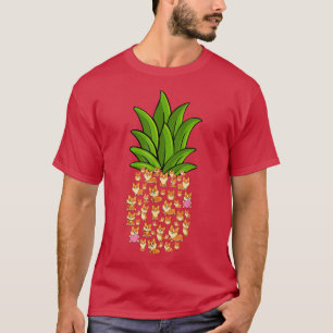 Funny Corgi Hunde Ananas Tropisches Obst Sommer V T-Shirt