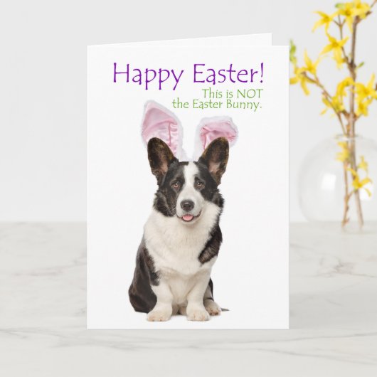 Funny Corgi Osterkarte Karte (Gelbe Blume)