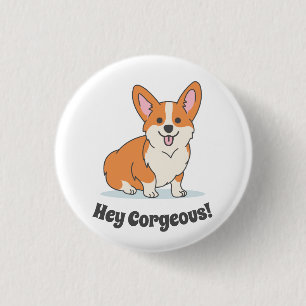 Funny Corgi Puppy Button