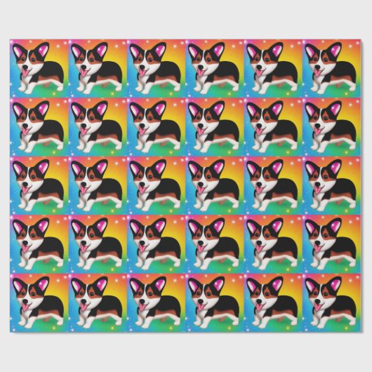 Funny Corgi Puppy Dog   Geschenkpapier (Flach)