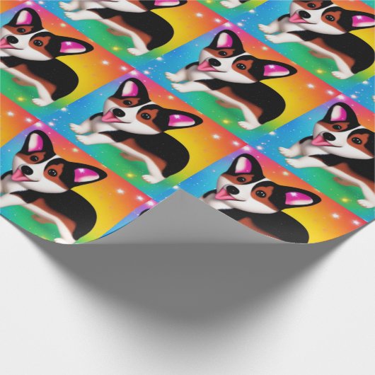 Funny Corgi Puppy Dog Geschenkpapier (Ecke)
