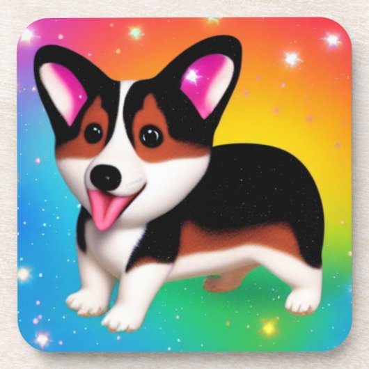 Funny Corgi Puppy Dog Getränkeuntersetzer (Vorderseite)