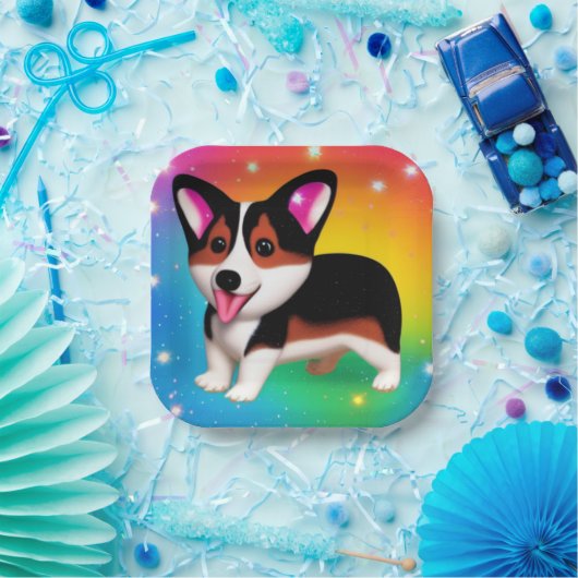 Funny Corgi Puppy Dog Pappteller (Party)