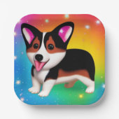 Funny Corgi Puppy Dog Pappteller (Vorderseite)