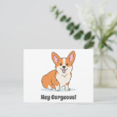 Funny Corgi Puppy - Hey Corgeous Postkarte (Stehend Vorderseite)