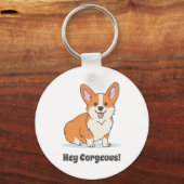 Funny Corgi Puppy - Hey Corgeous Schlüsselanhänger (Vorderseite)