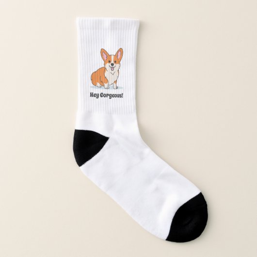 Funny Corgi Puppy - Hey Corgeous Socken (Rechts - Außen)