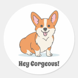Funny Corgi Puppy Runder Aufkleber