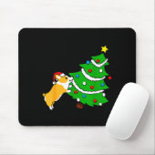 Funny Corgi Pushing Christmas Tree Xmas Dog Mom  Mousepad (Mit Mouse)