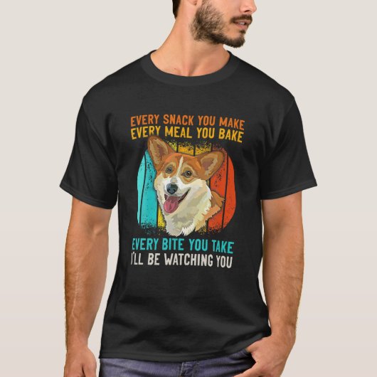 Funny Corgi Retro jeden Snack, den Sie machen jede T-Shirt (Vorderseite)