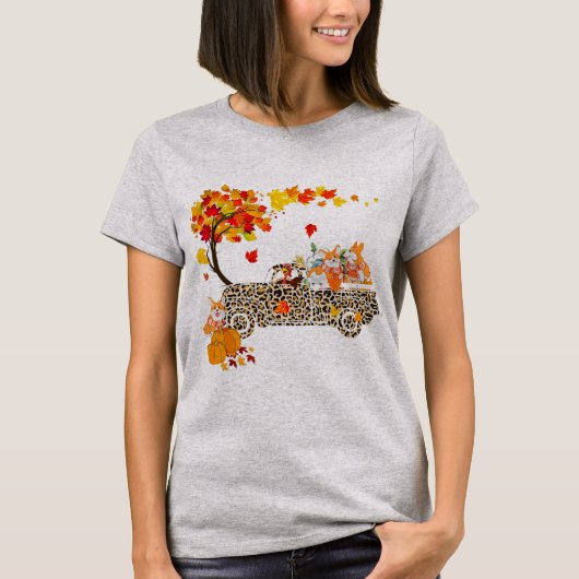 Funny Corgi Riding Leopard Kariert Truck T-Shirt (Vorderseite)