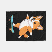Funny Corgi Skater Skateboard Ballerina Mom Dad Ki Fleecedecke (Vorderseite (Horizontal))