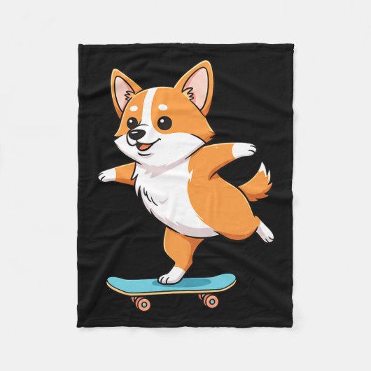 Funny Corgi Skater Skateboard Ballerina Mom Dad Ki Fleecedecke (Vorderseite)