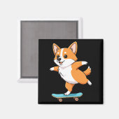 Funny Corgi Skater Skateboard Ballerina Mom Dad Ki Magnet (Vorderseite/Rückseite)