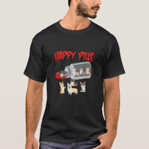 Funny Corgi T Shirt Welpen Hund Happy Pillen T-Shi