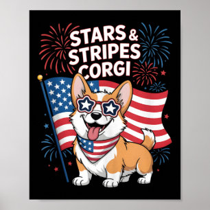 Funny Corgi Team American Patriotic Amerikanische Poster