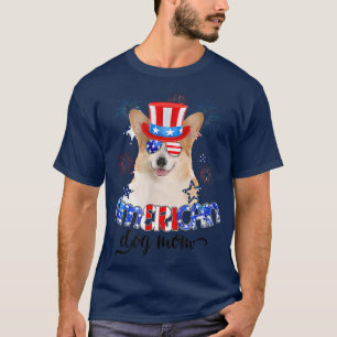 Funny Corgi Traaring Sonnenbrille USA Flag 4. Juli T-Shirt
