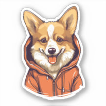 Funny Corgi Wearing Hoodie