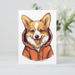 Funny Corgi Wearing Hoodie Dankeskarte