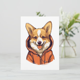 Funny Corgi Wearing Hoodie Einladung