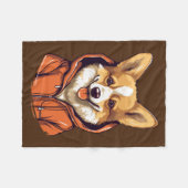 Funny Corgi Wearing Hoodie Fleecedecke (Vorderseite (Horizontal))