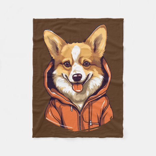 Funny Corgi Wearing Hoodie Fleecedecke (Vorderseite)