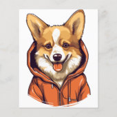 Funny Corgi Wearing Hoodie Flyer (Hinten)