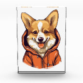 Funny Corgi Wearing Hoodie Fotoblock (Vorderseite)