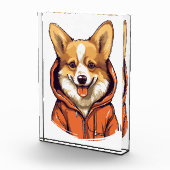 Funny Corgi Wearing Hoodie Fotoblock (Rechts)