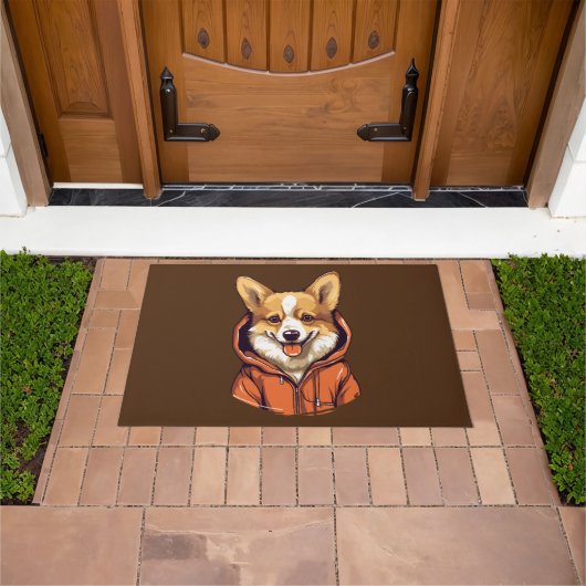 Funny Corgi Wearing Hoodie Fußmatte (Außenbereich)