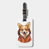 Funny Corgi Wearing Hoodie Gepäckanhänger (Vorderseite vertikal)