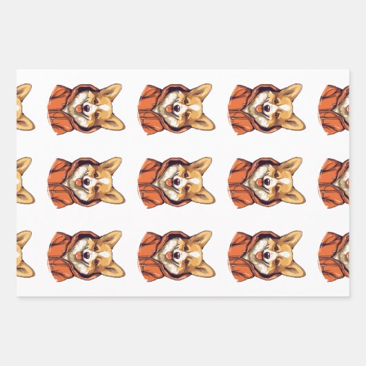 Funny Corgi Wearing Hoodie Geschenkpapier Set (Vorderseite)