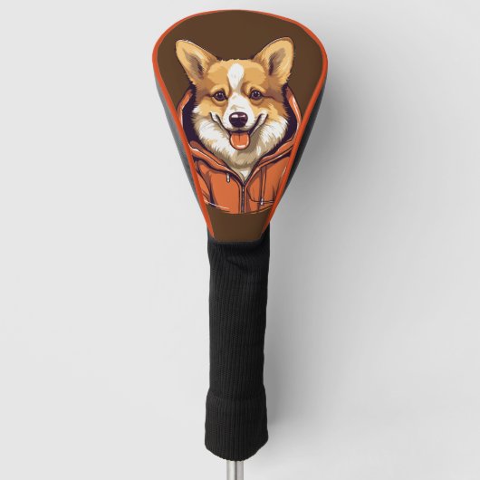 Funny Corgi Wearing Hoodie Golf Headcover (Vorderseite)