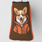 Funny Corgi Wearing Hoodie Golf Headcover (Rotieren 90)