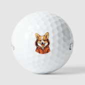 Funny Corgi Wearing Hoodie Golfball (Vorderseite)