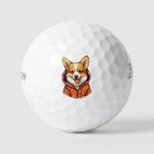 Funny Corgi Wearing Hoodie Golfball (Vorderseite)