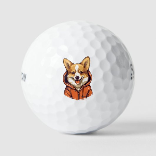 Funny Corgi Wearing Hoodie Golfball (Vorderseite)