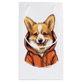 Funny Corgi Wearing Hoodie Kleine Geschenktüte (Rückseite)