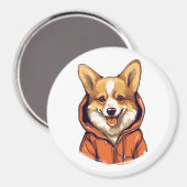 Funny Corgi Wearing Hoodie Magnet (Vorderseite/Rückseite)